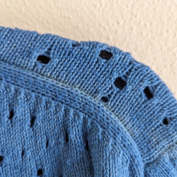 Tie-dyed blue vintage pointelle sweater - Point Sur 2X - Picture 6 of 7